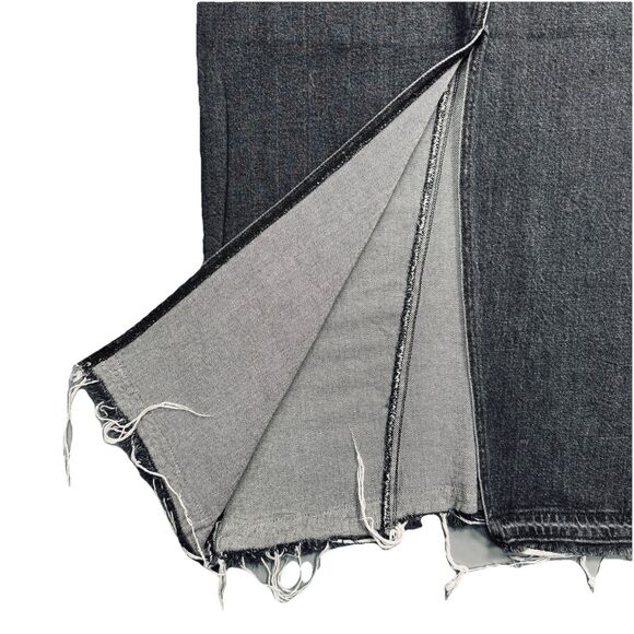 Levi Strauss Denim Maxi Skirt 2 (27x35) Stonewash Black Split Raw Hem Womens - Picture 6 of 8